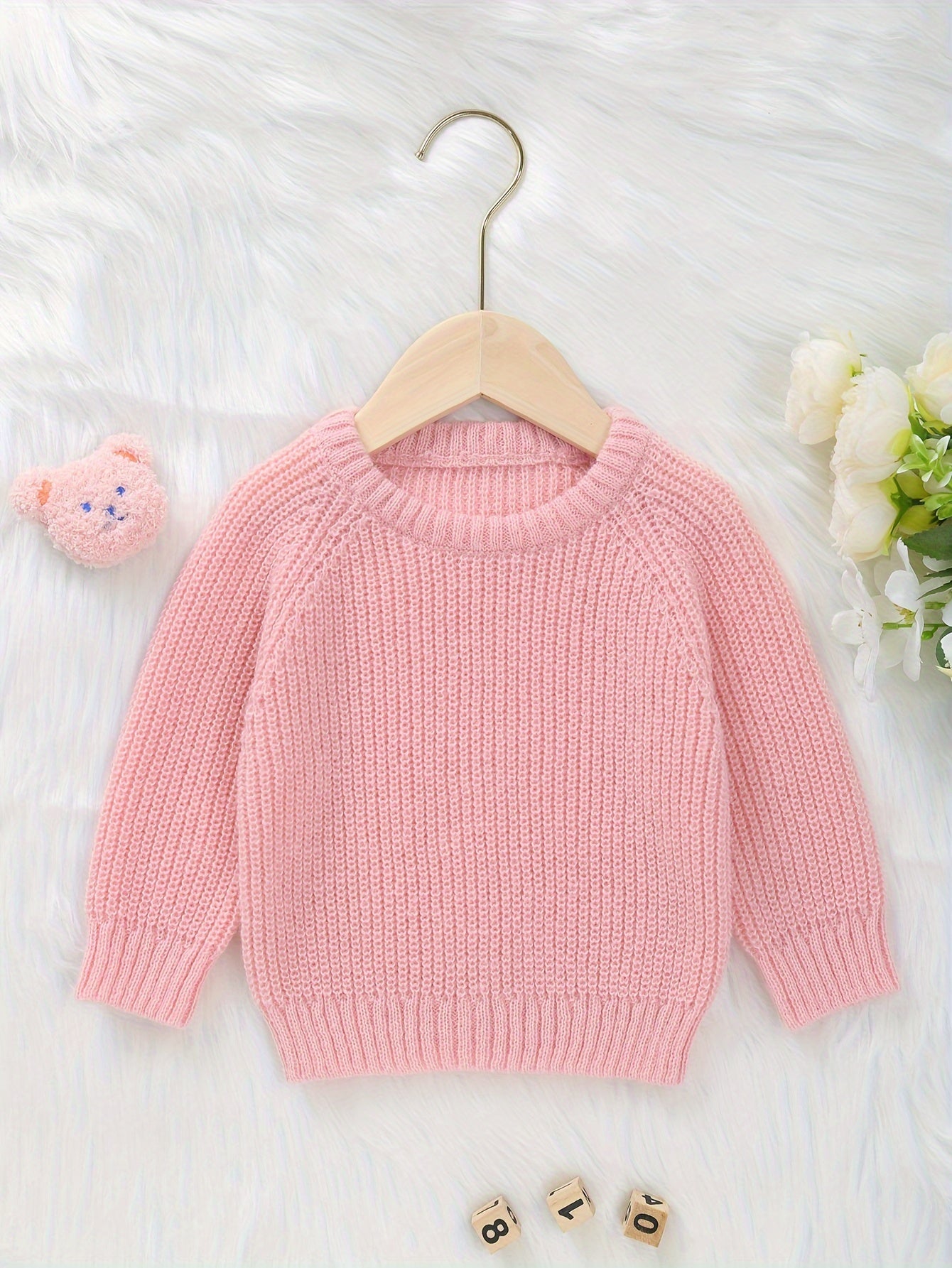 Baby solid color knitted sweater pullover