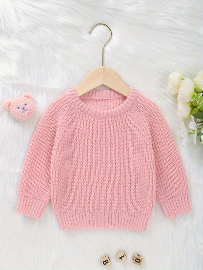 Baby solid color knitted sweater pullover