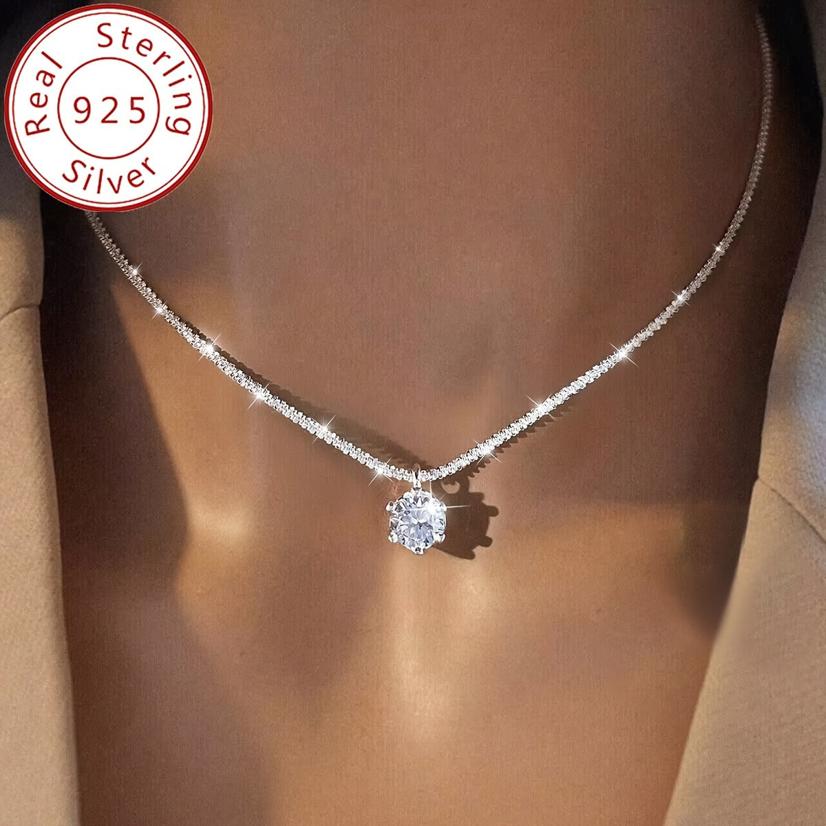 1 Carat Moissanite Solitaire Pendant Necklace