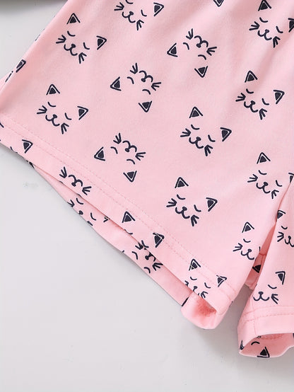Girls 6-Piece Los Angeles Letter Pattern Pajama Set - Short T-Shirts & Shorts