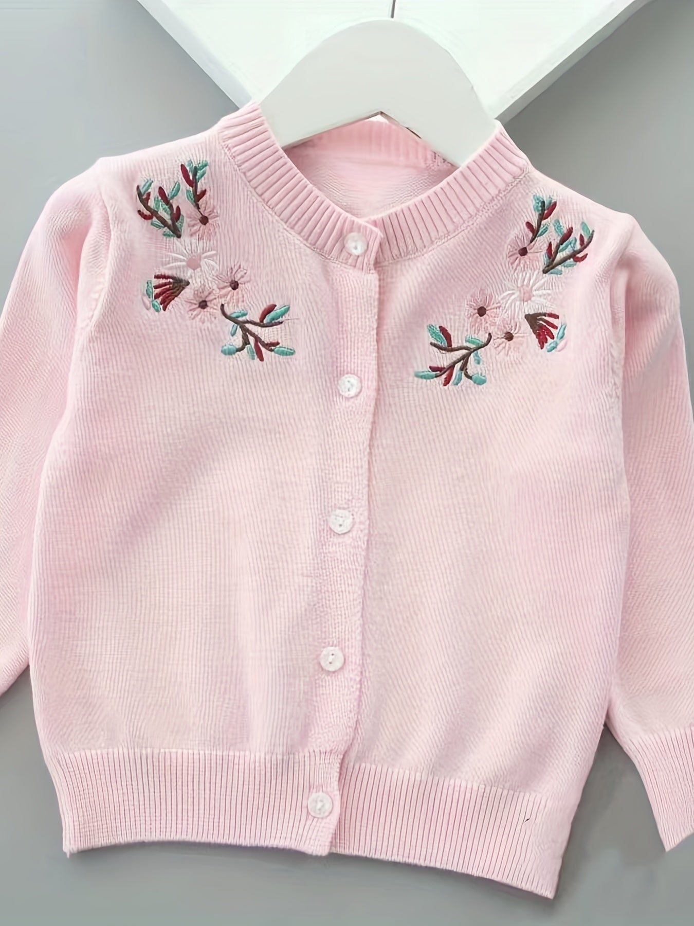 Girl's Knitted Cardigan & Children's Thin Embroidered Sweater
