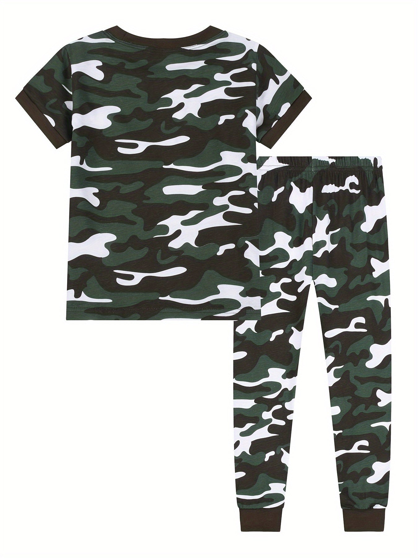 Toddler Kid Boys 2-piece Trendy Pajama Sets & Neck Short Sleeve Top