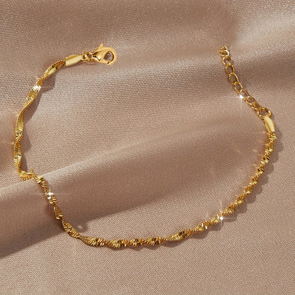 Elegant Stainless Steel Golden Chain Bracelet for Women