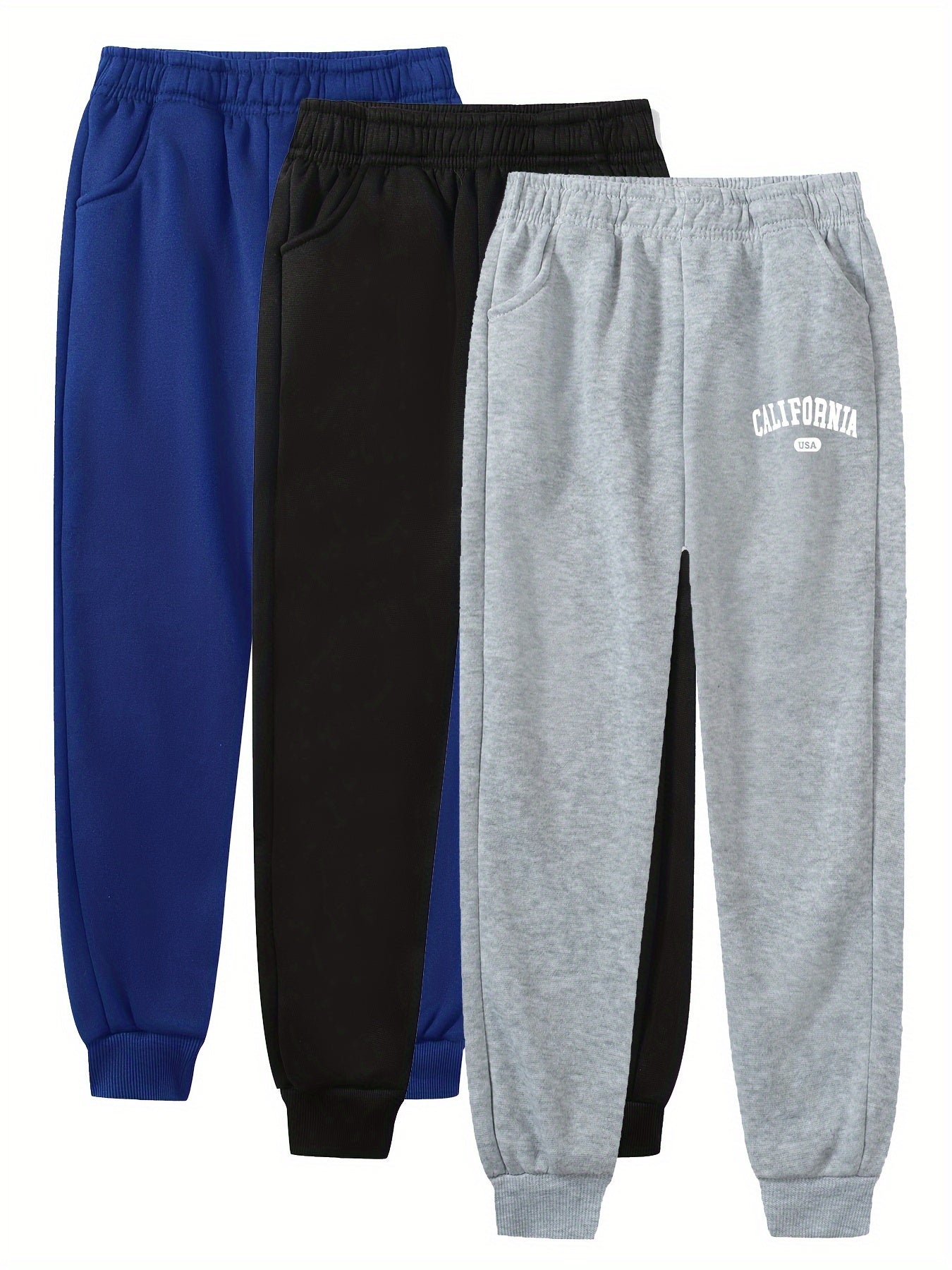3 Packs Boys Jogger Pants With Pocket Elastic Waist Sweatpants