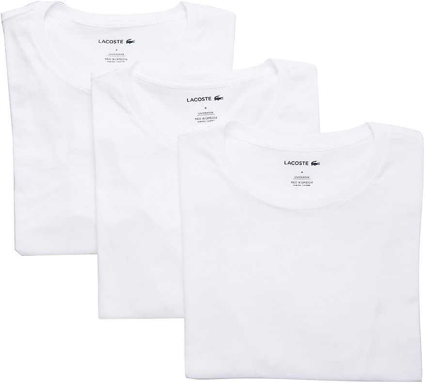 Lacoste Men's Essentials 3 Pack 100% Cotton Slim Fit Crewneck T-shirts