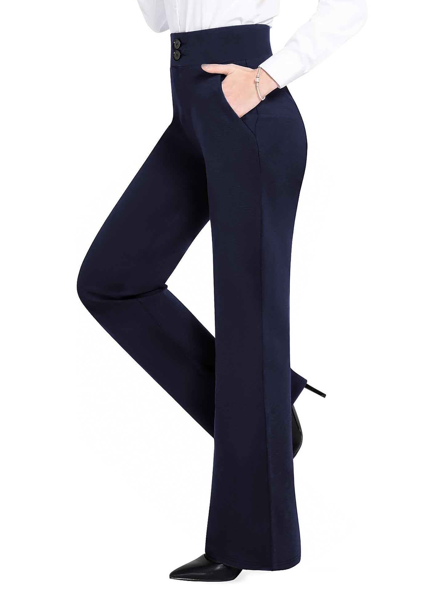 Solid High Waist Loose Pants
