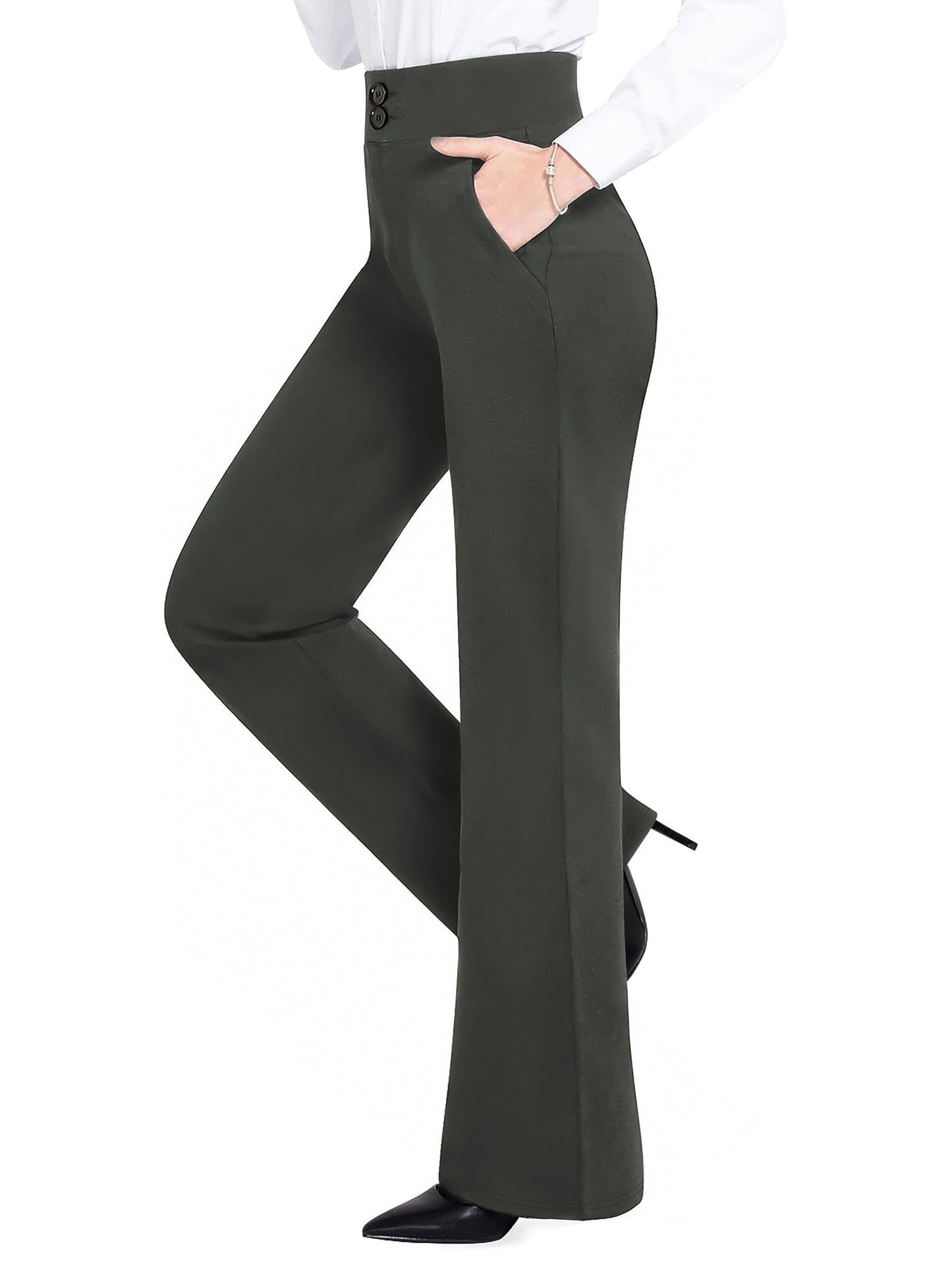 Solid High Waist Loose Pants