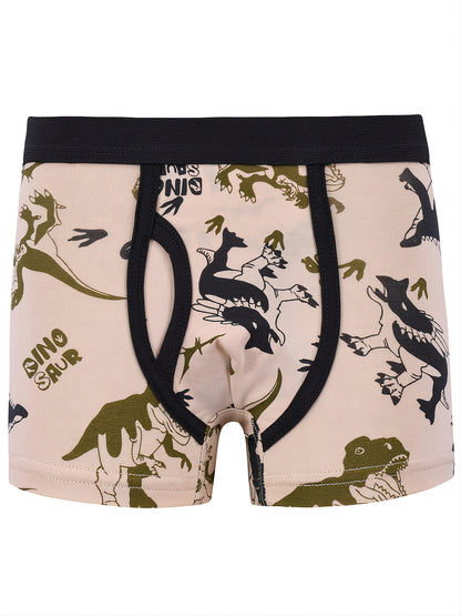 5pcs Boys Cartoon Construction Vehicle Dinosaur Shark Pattern Cotton Boxer Briefs