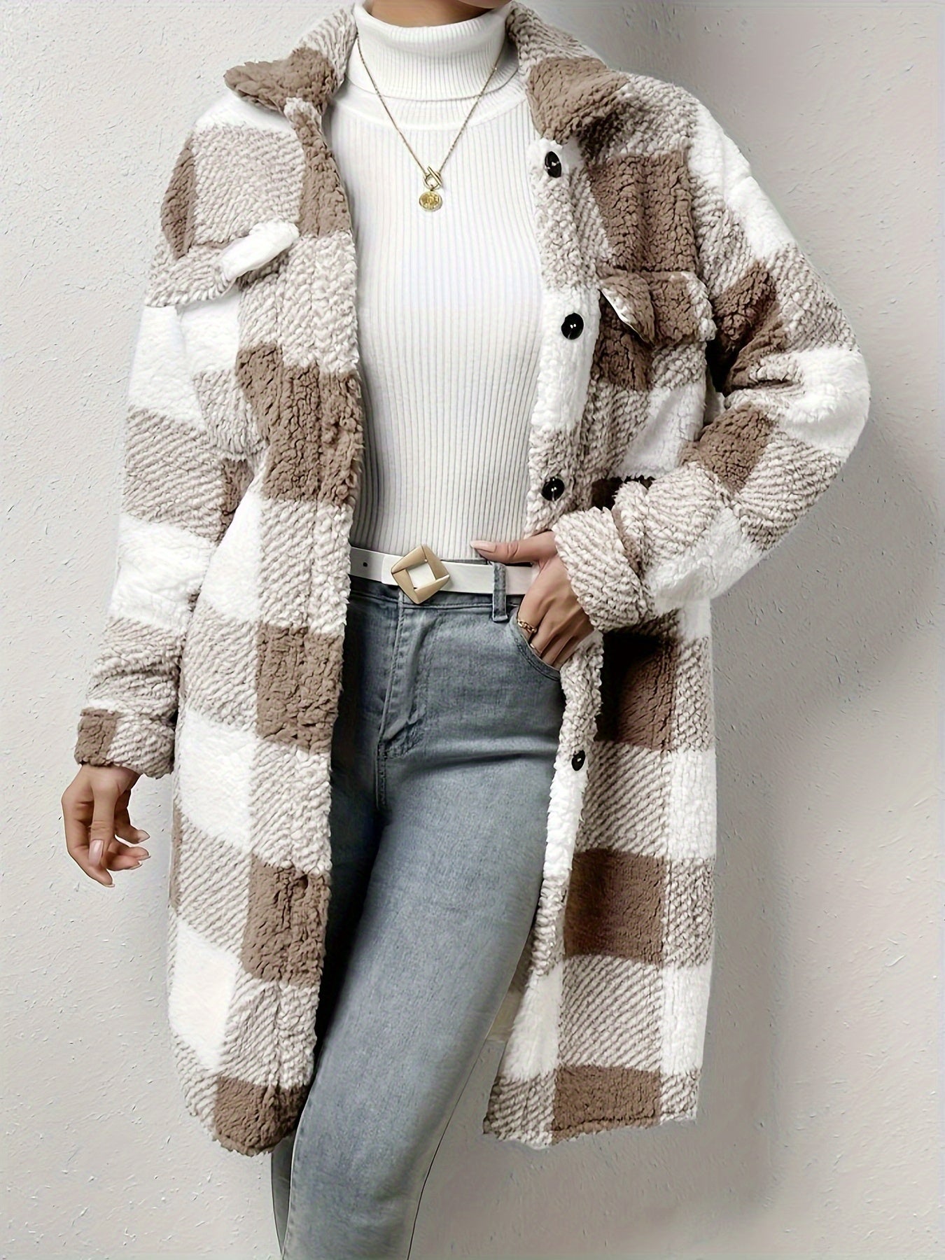Casual Button Front Long Sleeve Outerwear, Women's Clothing