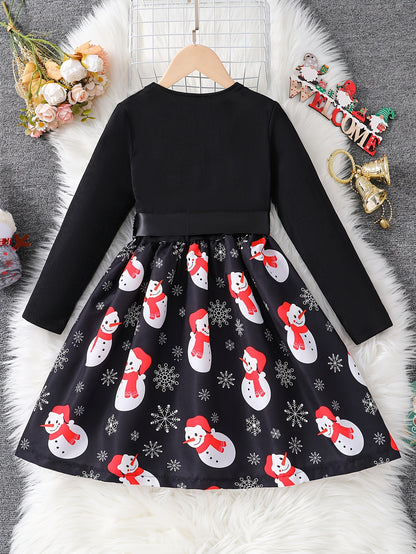 Girl Tie Waist Long-Sleeve Dress For Girls