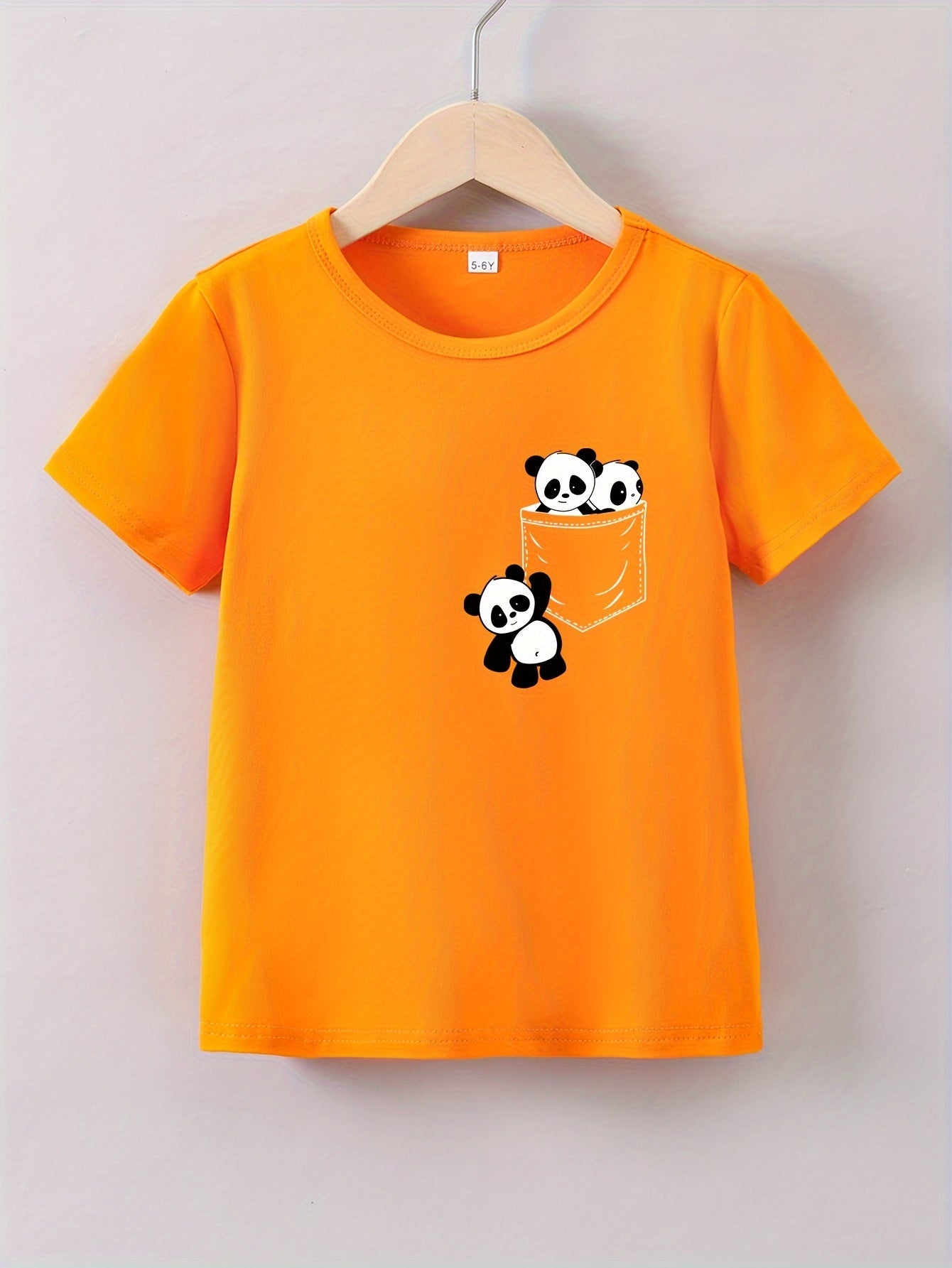Panda Graphic Print Creative T-Shirts, Soft & Elastic Comfy Crew Neck Short Sleeve Tee