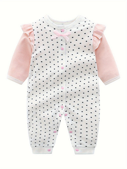 Baby's Polka Dots Print Cotton Bodysuit & Infant Girl's Onesie