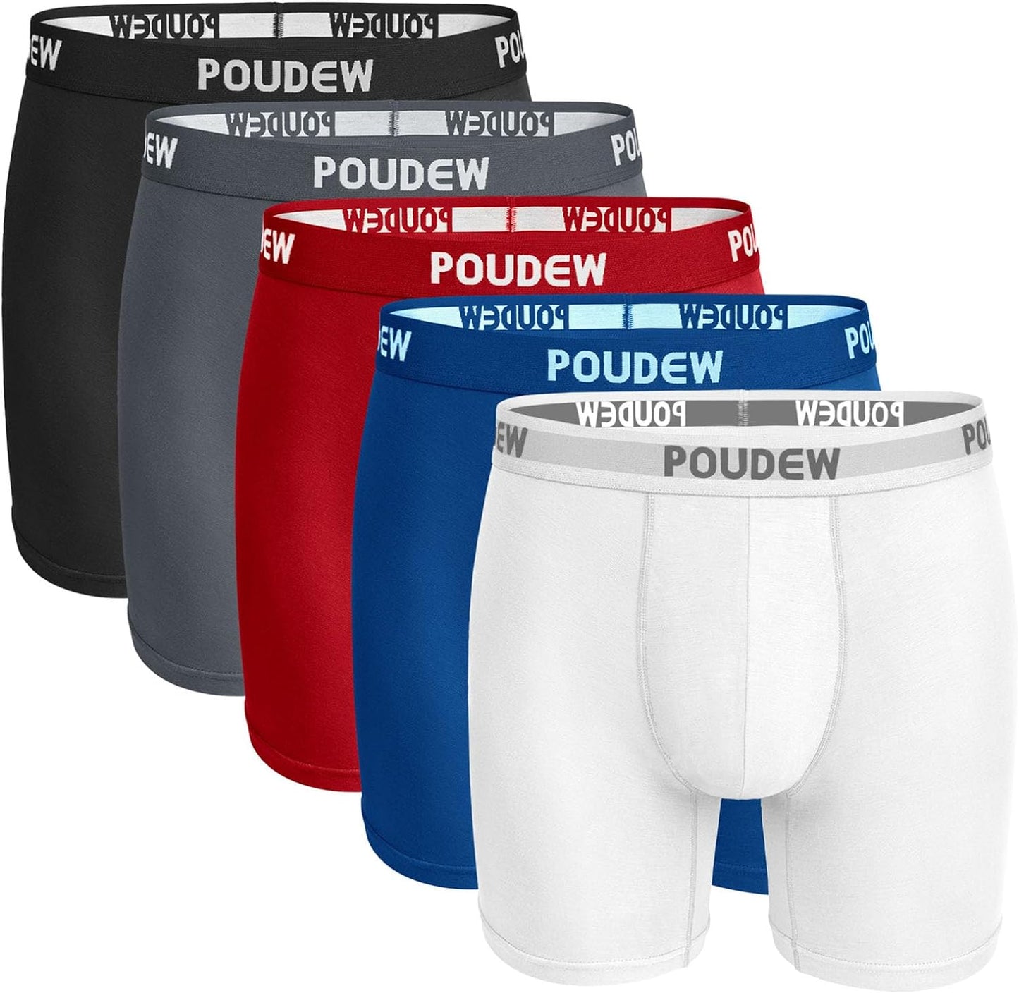 Men's Underwear, Tagless Soft Viscose Underwear Boxer Briefs for Men, Pack of 5