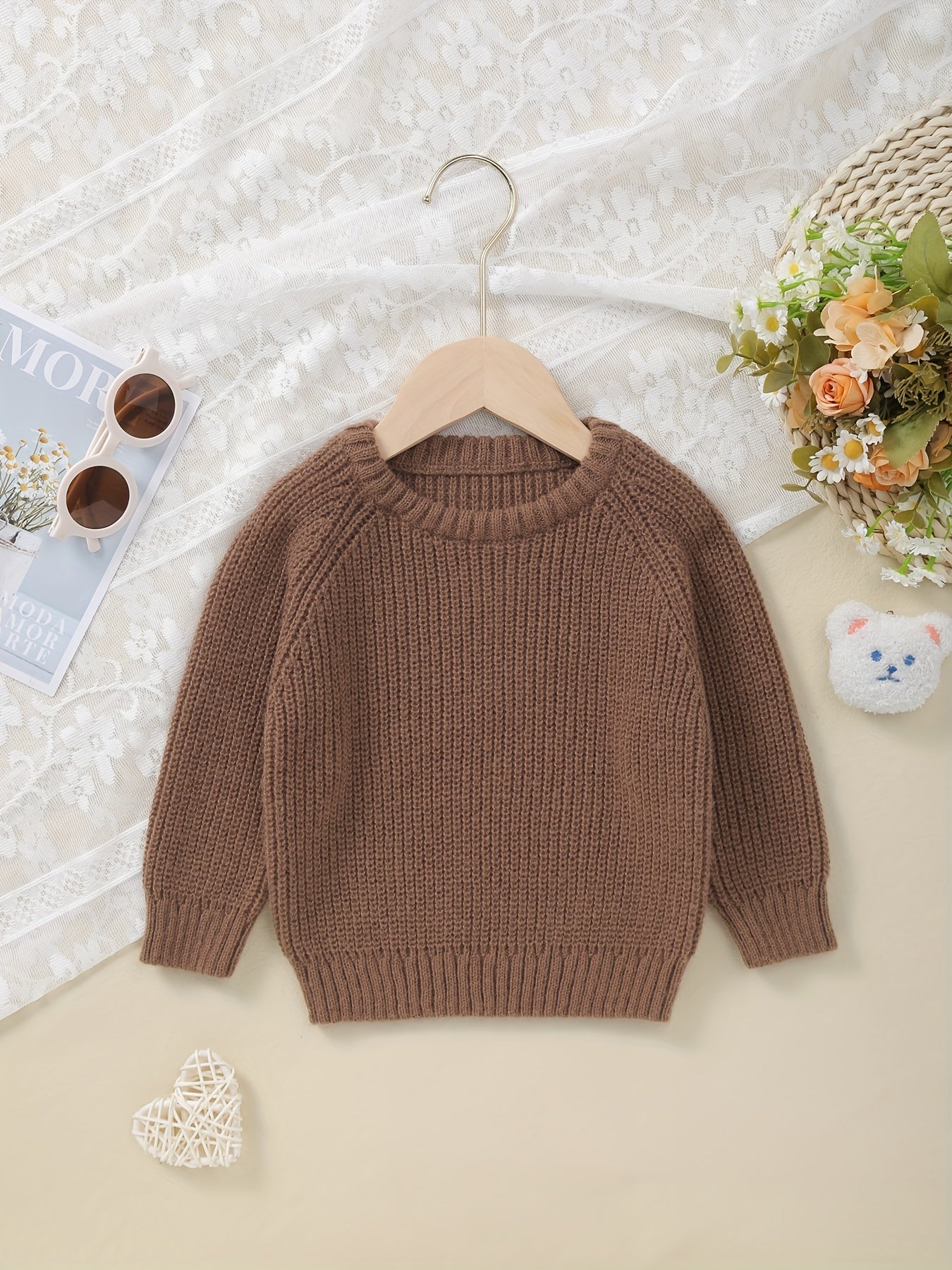 Baby solid color knitted sweater pullover