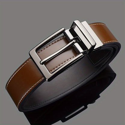 Leather Belt with Rotating Buckle Head