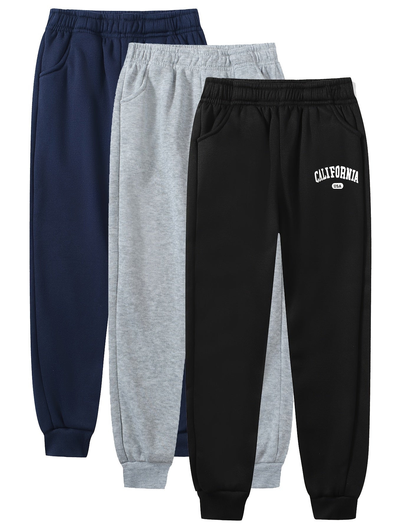 3 Packs Boys Jogger Pants With Pocket Elastic Waist Sweatpants