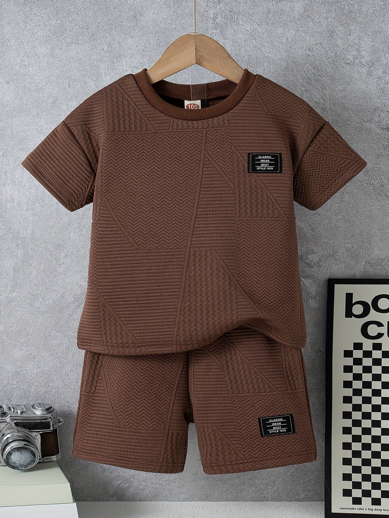 2pcs Boys Color Short Sleeve T-shirt & Shorts Set