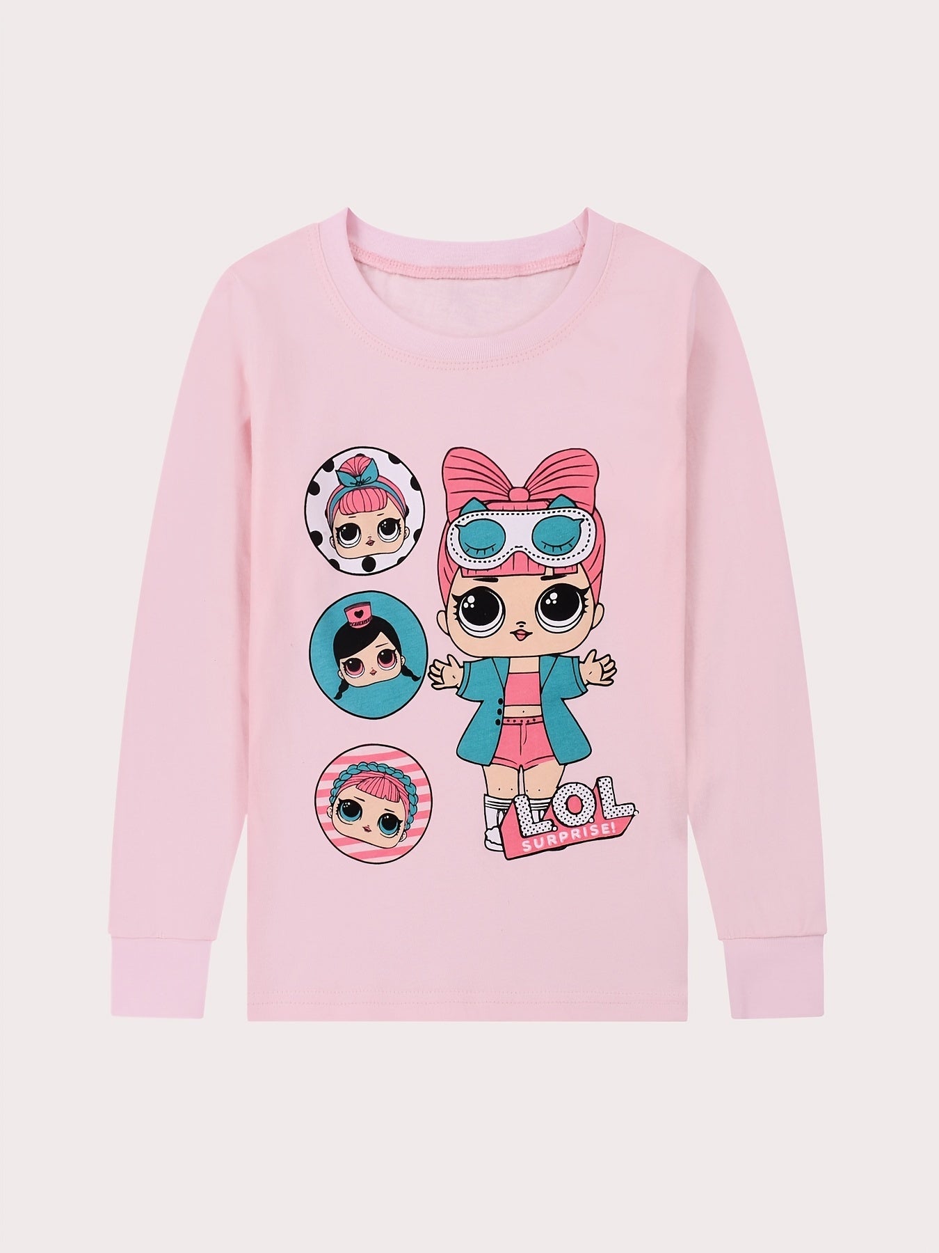 "2PCS Cartoon Girl Print Kid's Pajamas - Long Sleeve Top & Pants Set