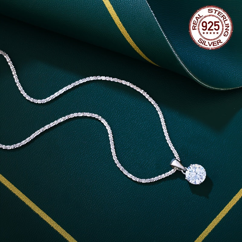 925 Sterling Silver Cubic Zirconia Pendant with Collarbone Chain