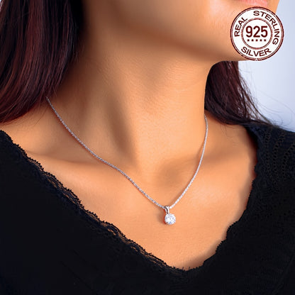925 Sterling Silver Cubic Zirconia Pendant with Collarbone Chain
