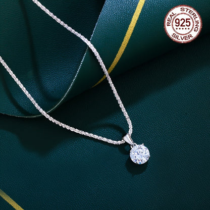 925 Sterling Silver Cubic Zirconia Pendant with Collarbone Chain