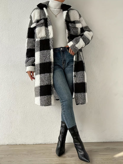 Casual Button Front Long Sleeve Outerwear, Women's Clothing