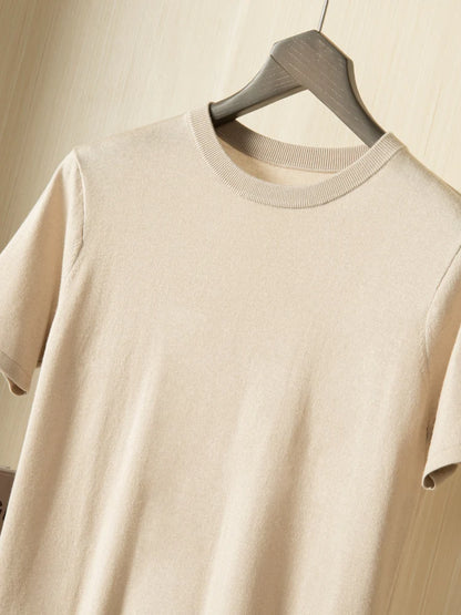 Summer Short Sleeve Knitted Pullover Tee