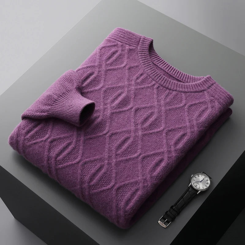 Men's Round Neck Knitted Pullover Sweater