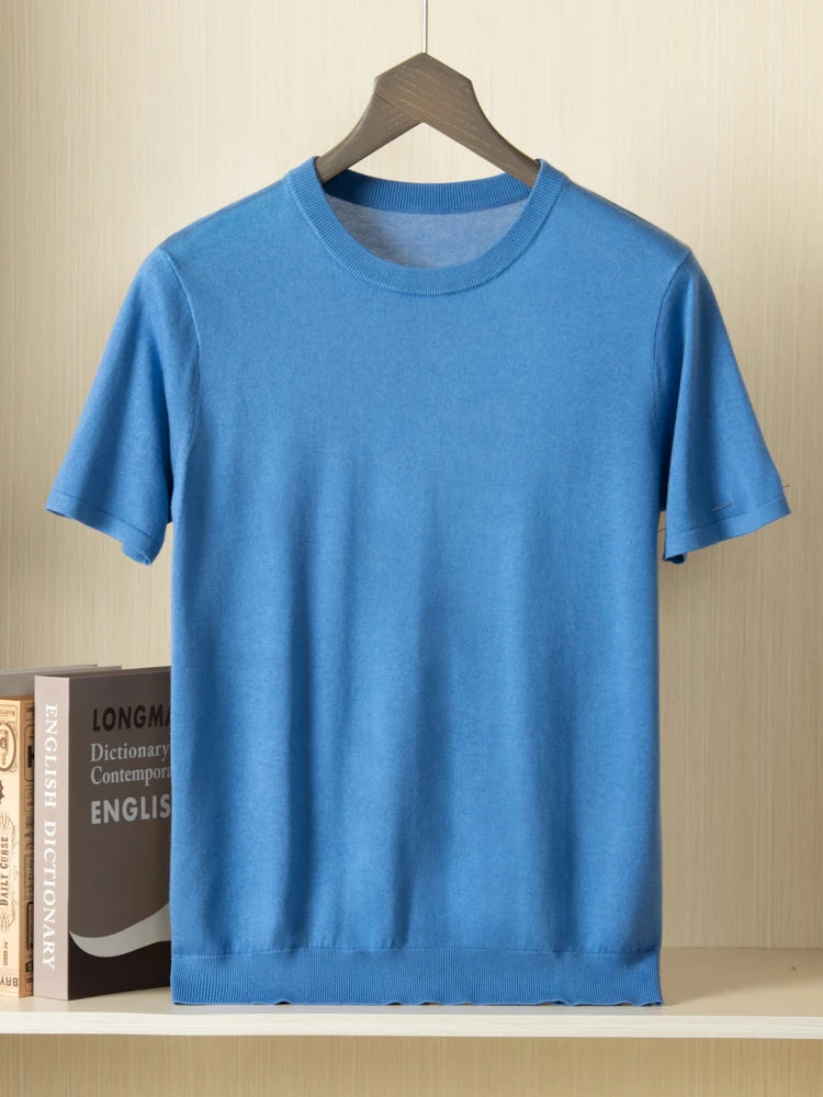 Summer Short Sleeve Knitted Pullover Tee