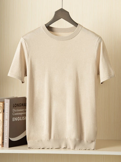 Summer Short Sleeve Knitted Pullover Tee
