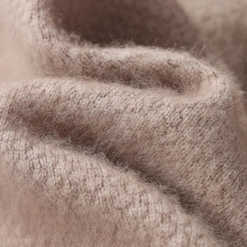 Autumn/Winter Solid Polo Neck Casual Knitted Pullover