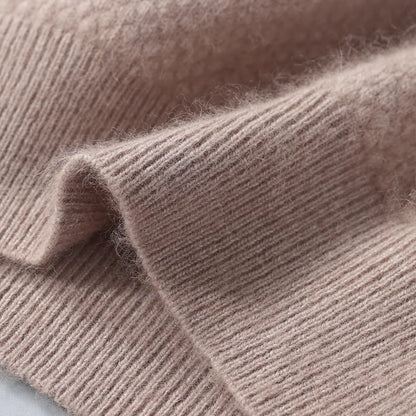 Autumn/Winter Solid Polo Neck Casual Knitted Pullover