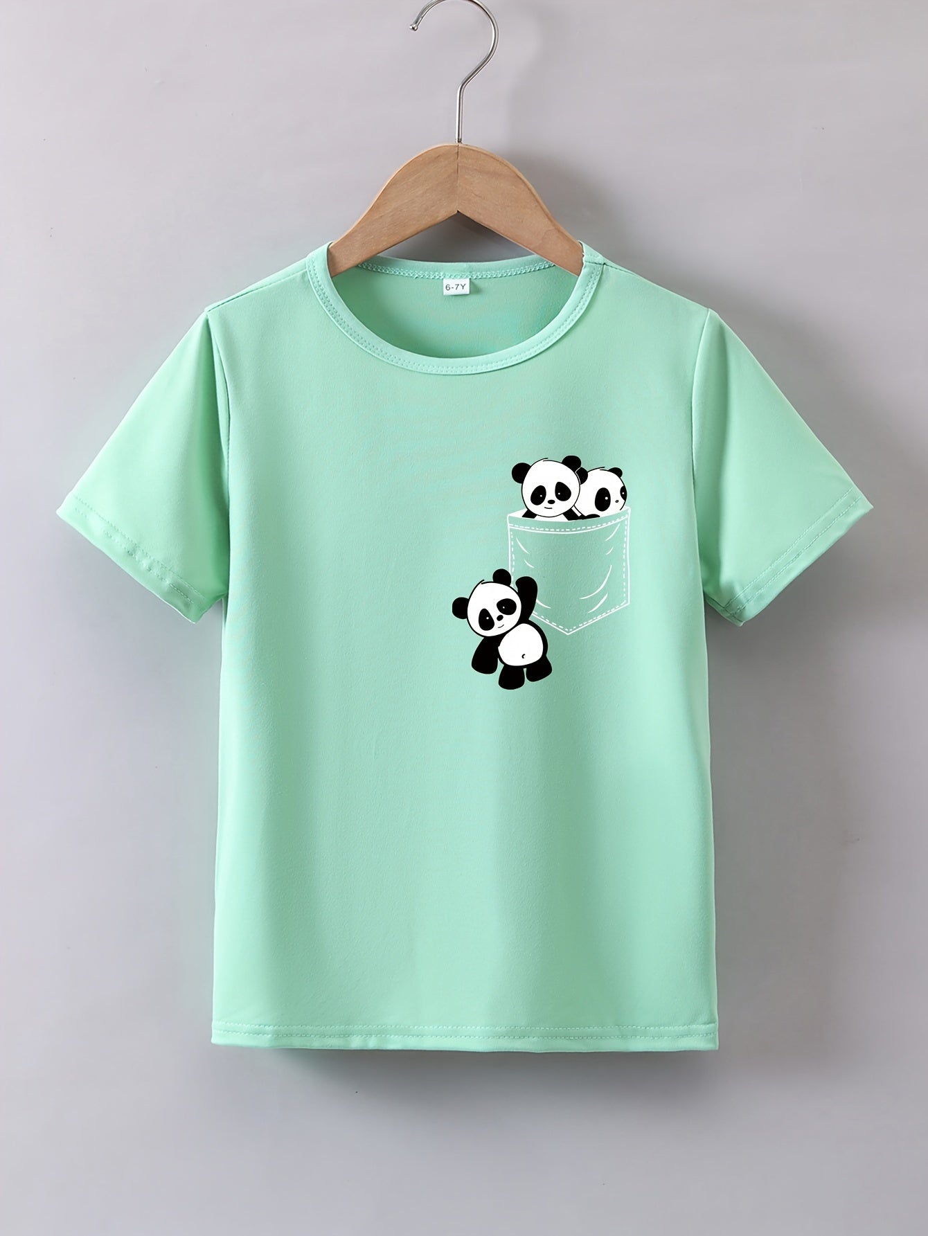 Panda Graphic Print Creative T-Shirts, Soft & Elastic Comfy Crew Neck Short Sleeve Tee