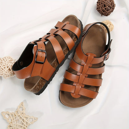 Comfortable Solid Color Open Toe Sandals For Boys