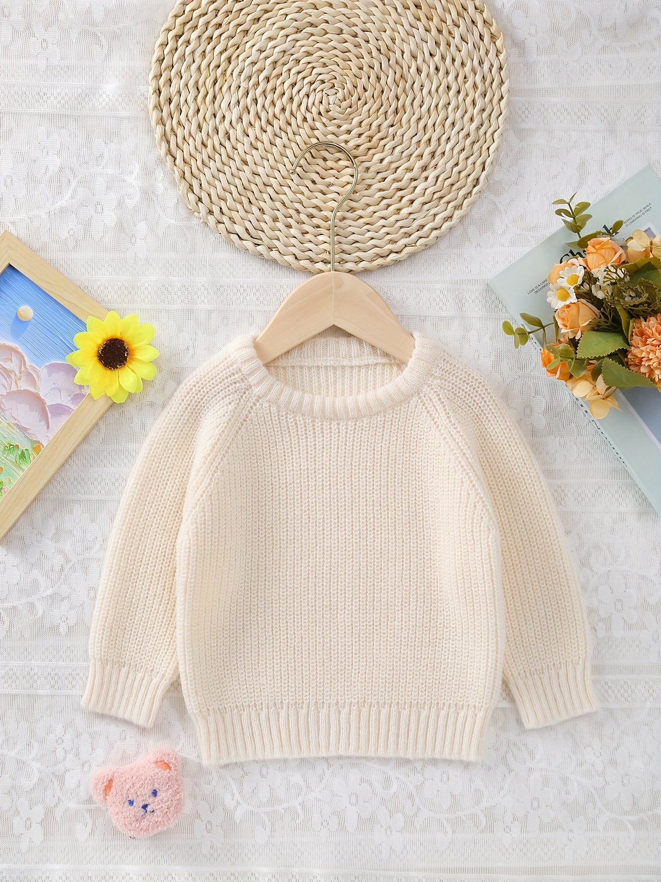 Baby solid color knitted sweater pullover