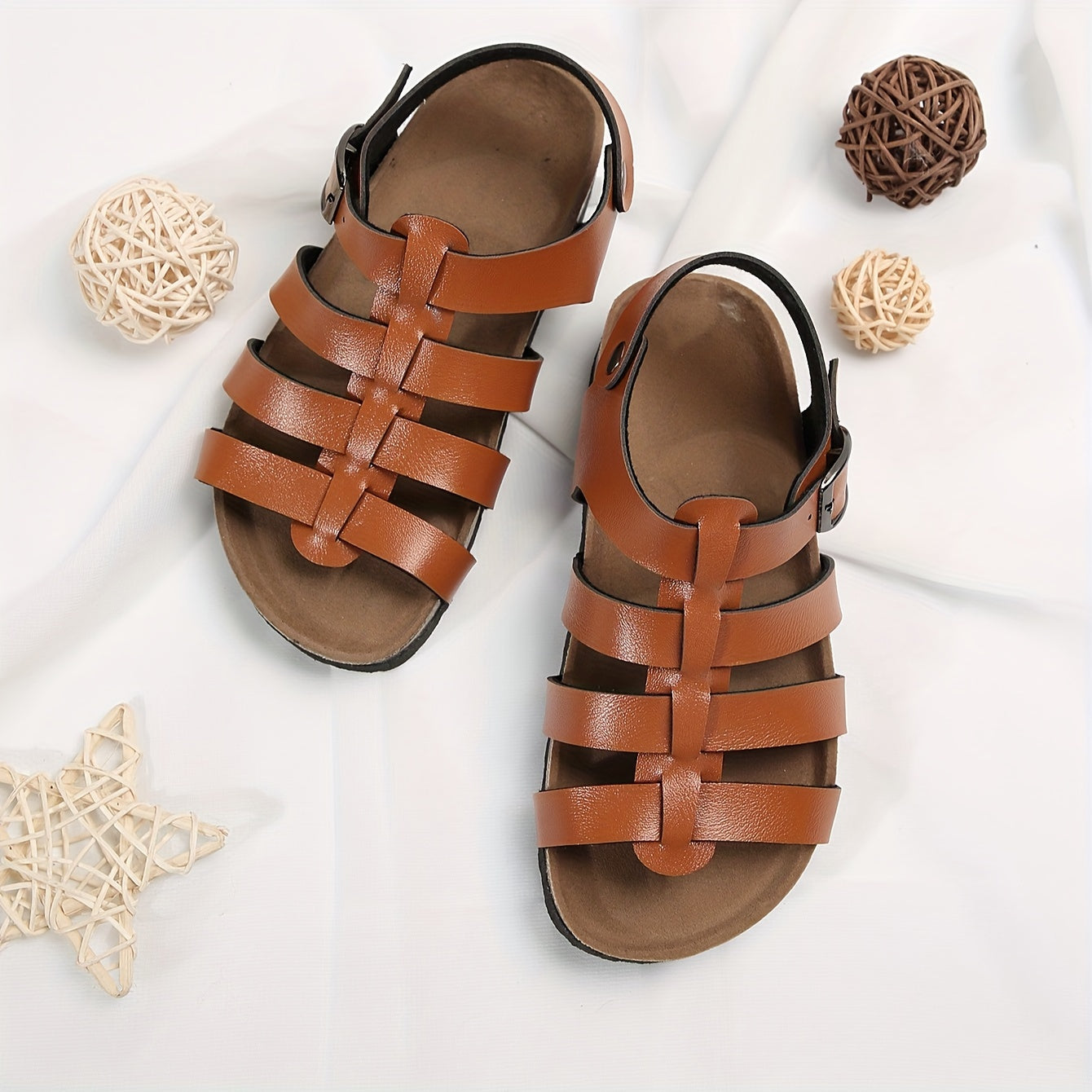 Comfortable Solid Color Open Toe Sandals For Boys