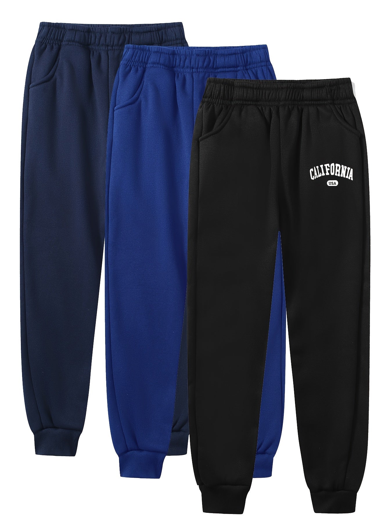 3 Packs Boys Jogger Pants With Pocket Elastic Waist Sweatpants