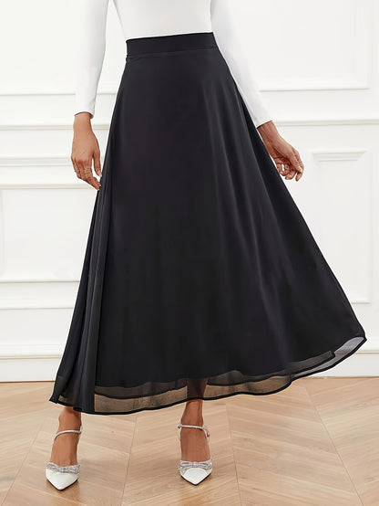 Solid Color High Waist Layered Skirt