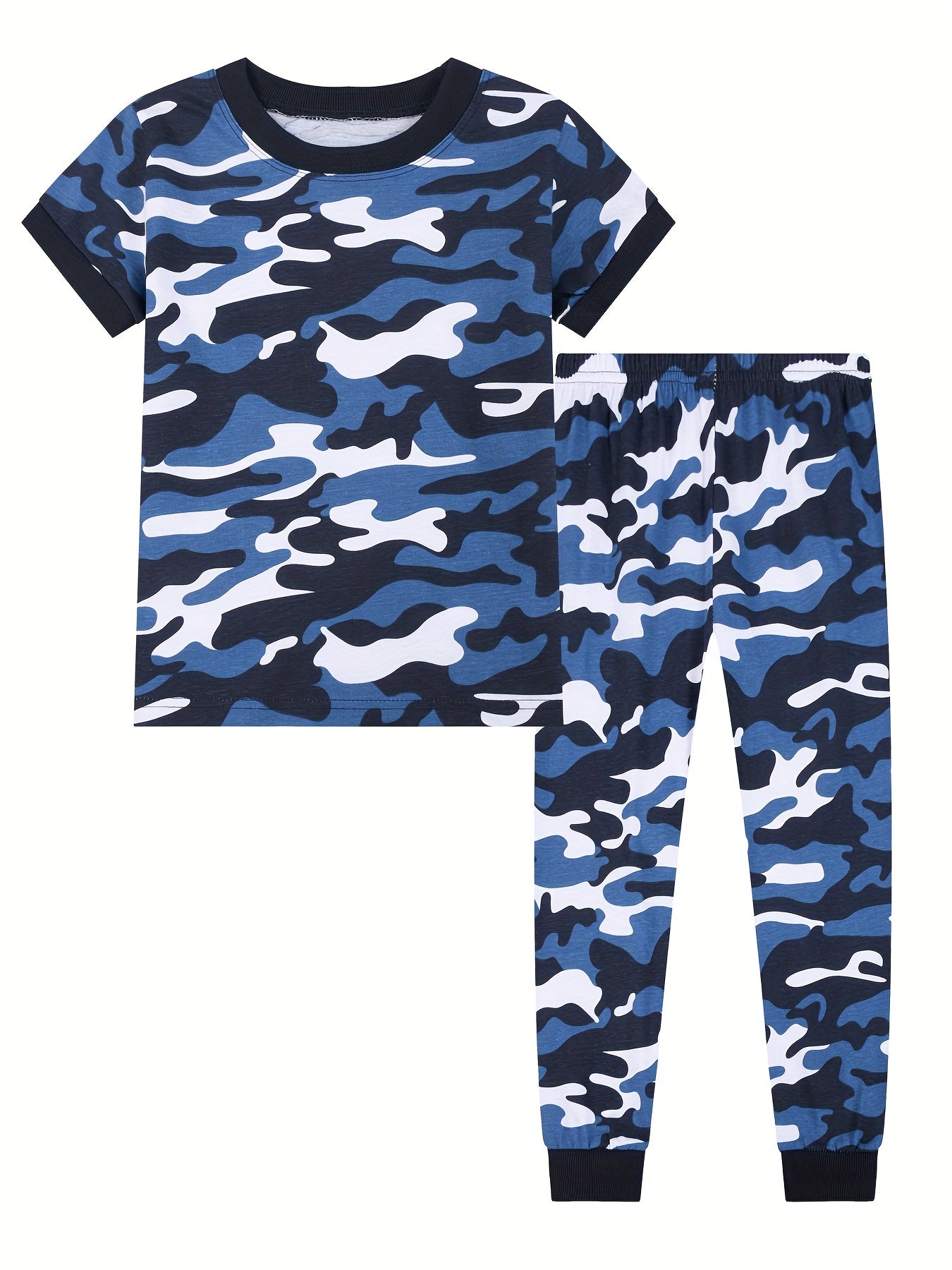 Toddler Kid Boys 2-piece Trendy Pajama Sets & Neck Short Sleeve Top